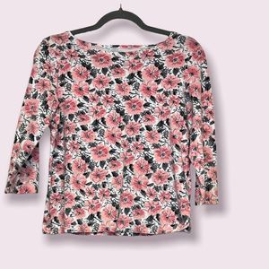 Talbots Petite- Floral Boatneck Top- Size Small